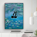 GobekUsa Black Cat Starry Night Canvas Wall Art