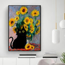 GobekUsa Black Cat Starry Night Canvas Wall Art