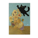 GobekUsa Black Cat Starry Night Canvas Wall Art