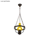 GobekUsa Black Crackle Glass Pendant Light with Metal Ring - Classic Vase Shade Hanging Lamp