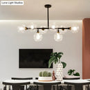 GobekUsa Black Dimpled Glass Ball Pendant Light for Modern Dining Room Island