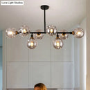 GobekUsa Black Dimpled Glass Ball Pendant Light for Modern Dining Room Island