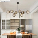 GobekUsa Black Dimpled Glass Ball Pendant Light for Modern Dining Room Island
