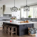 GobekUsa Black Farmhouse Chandelier for Dining Kitchen Living Room E14 Lamp