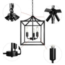 GobekUsa Black Farmhouse Chandelier for Dining Kitchen Living Room E14 Lamp