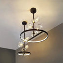 GobekUsa Black Glass Ball LED Pendant Chandelier for Dining Room, Kitchen, and Restaurant