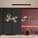GobekUsa Black Glass Ball LED Pendant Chandelier for Dining Room, Kitchen, and Restaurant