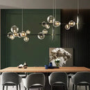GobekUsa Black Glass Ball LED Pendant Chandelier for Dining Room, Kitchen, and Restaurant