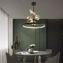GobekUsa Black Glass Ball LED Pendant Chandelier for Dining Room, Kitchen, and Restaurant