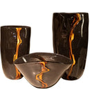 GobekUsa Black Glass Vase Flower Pot for Terrarium Room Decoration and Floral Arrangement