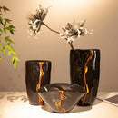 GobekUsa Black Glass Vase Flower Pot for Terrarium Room Decoration and Floral Arrangement