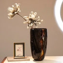 GobekUsa Black Glass Vase Flower Pot for Terrarium Room Decoration and Floral Arrangement