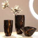 GobekUsa Black Glass Vase Flower Pot for Terrarium Room Decoration and Floral Arrangement