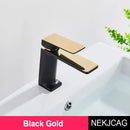 GobekUsa Black Gold Basin Faucet: Stylish Deck Mounted Bathroom Sink Faucet with Gold Handle