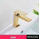 GobekUsa Black Gold Basin Faucet: Stylish Deck Mounted Bathroom Sink Faucet with Gold Handle