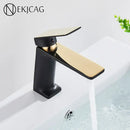 GobekUsa Black Gold Basin Faucet: Stylish Deck Mounted Bathroom Sink Faucet with Gold Handle