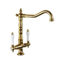 GobekUsa Black Gold Brass Kitchen Sink Faucet with Double Handles