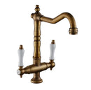 GobekUsa Black Gold Brass Kitchen Sink Faucet with Double Handles