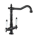 GobekUsa Black Gold Brass Kitchen Sink Faucet with Double Handles