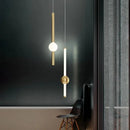 GobekUsa Black Gold Ceiling Pendant for Bedside Bedroom LED Modern Hanging Light