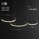 GobekUsa Black Gold Chandelier Creative Italian Design Light Metal LED Rings Circle