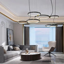 GobekUsa Black Gold Chandelier Creative Italian Design Light Metal LED Rings Circle