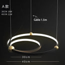 GobekUsa Black Gold Chandelier Creative Italian Design Light Metal LED Rings Circle