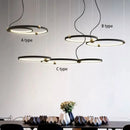 GobekUsa Black Gold Chandelier Creative Italian Design Light Metal LED Rings Circle
