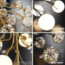 GobekUsa Black Gold Chandelier with Clear Star Glass Ball Pendant Lights