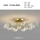 GobekUsa Black Gold Chandelier with Clear Star Glass Ball Pendant Lights