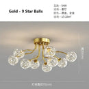 GobekUsa Black Gold Chandelier with Clear Star Glass Ball Pendant Lights