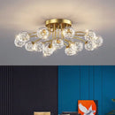 GobekUsa Black Gold Chandelier with Clear Star Glass Ball Pendant Lights