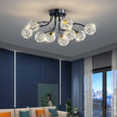 GobekUsa Black Gold Chandelier with Clear Star Glass Ball Pendant Lights