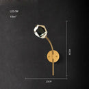 GobekUsa Black Gold Copper Crystal LED Wall Sconce Light for Bedroom Corridor