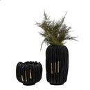 GobekUsa Black Gold Crease Texture Resin Vase - Abstract Home Decor Ornament