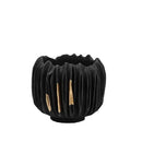GobekUsa Black Gold Crease Texture Resin Vase - Abstract Home Decor Ornament