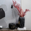 GobekUsa Black Gold Crease Texture Resin Vase - Abstract Home Decor Ornament