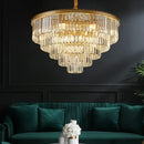 GobekUsa Black Gold Crystal Ceiling Chandelier: Modern LED Pendant Light for Luxe Living Spaces