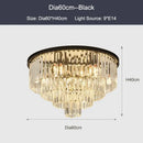 GobekUsa Black Gold Crystal Ceiling Chandelier: Modern LED Pendant Light for Luxe Living Spaces