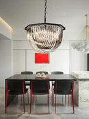 GobekUsa Black Gold Crystal Glass Ceiling Pendant Lights, Luxury Nordic Dining Table Lighting Lamps