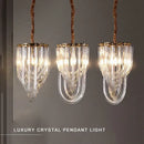 GobekUsa Black Gold Crystal Glass Ceiling Pendant Lights, Luxury Nordic Dining Table Lighting Lamps