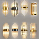 GobekUsa Black Gold Crystal Wall Lights Modern LED Sconce for Bedroom Living Room