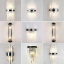 GobekUsa Black Gold Crystal Wall Lights Modern LED Sconce for Bedroom Living Room