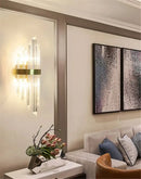 GobekUsa Black Gold Crystal Wall Lights Modern LED Sconce for Bedroom Living Room