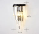 GobekUsa Black Gold Crystal Wall Lights Modern LED Sconce for Bedroom Living Room