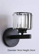 GobekUsa Black Gold Crystal Wall Lights Modern LED Sconce for Bedroom Living Room