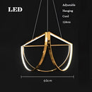 GobekUsa Black Gold Geometric LED Chandelier - Postmodern Indoor Hanging Lamps for Living Room