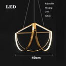 GobekUsa Black Gold Geometric LED Chandelier - Postmodern Indoor Hanging Lamps for Living Room