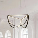 GobekUsa Black Gold Geometric LED Chandelier - Postmodern Indoor Hanging Lamps for Living Room