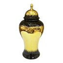 GobekUsa Black Gold Gradated Ginger Jar: Ceramic Checkmate Jar, Home Decoration Accessories
